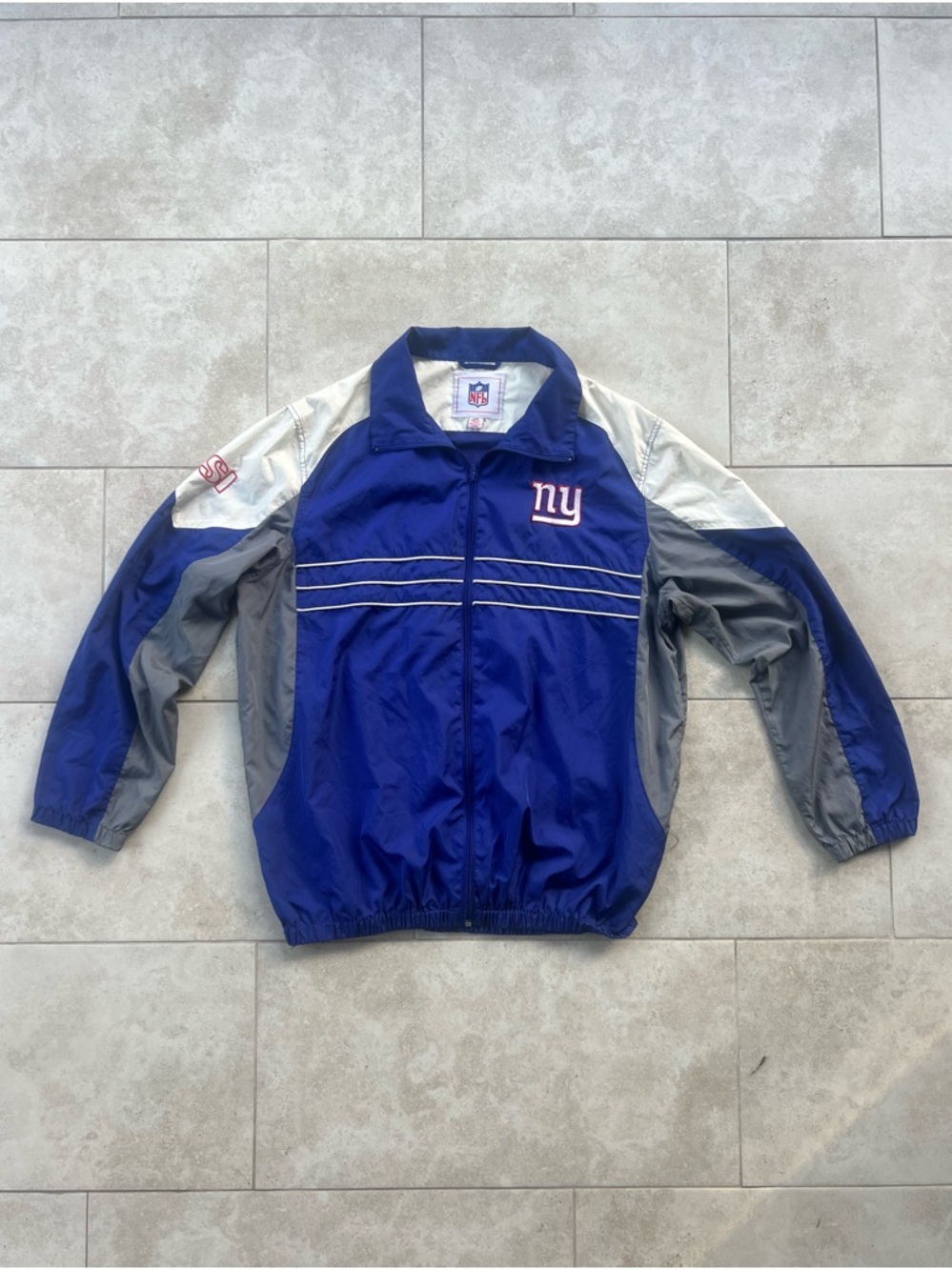 Vintage NFL New York Giants Windbreaker Jacket - Size L - Blue/Gray/White